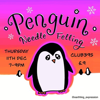 Penguin Needle Felting Workshop at Club395