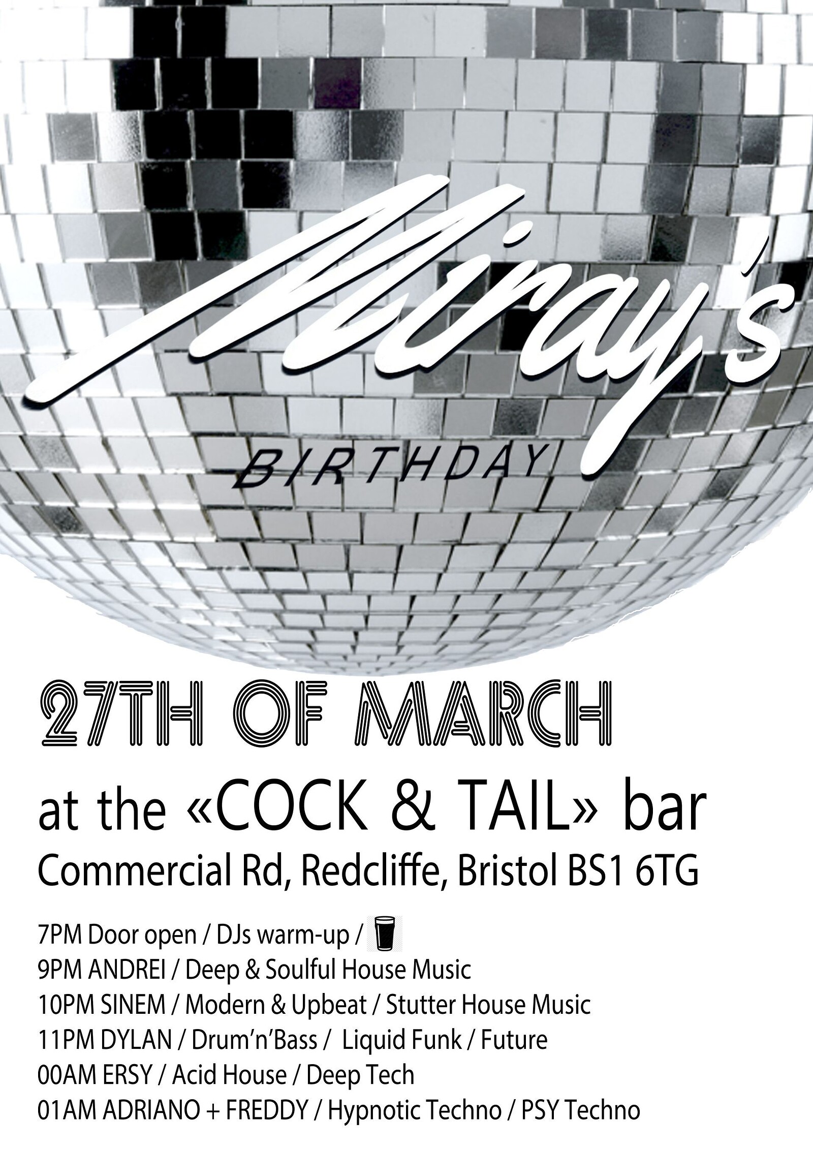 Cock & Tail Bar / Miray's Birthday at Cock and Tail Bar / Electronic Dance Music Night / Miray's Birthday