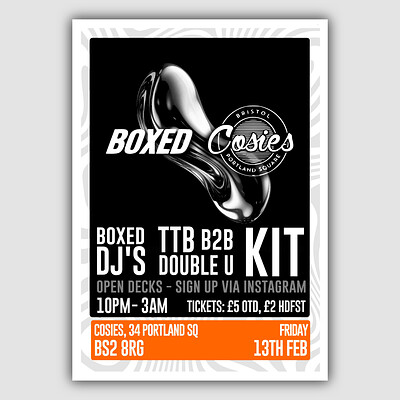 Boxed w/ DJ Kit, TTB B2B Double U & Boxed DJ's + OPEN DECKS at Cosies