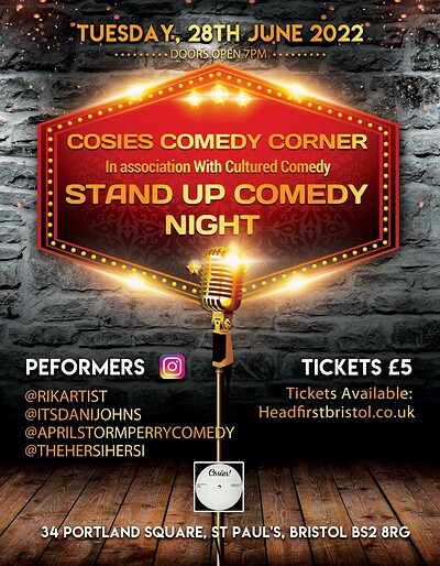 Cosies Cultured Comedy at Cosies