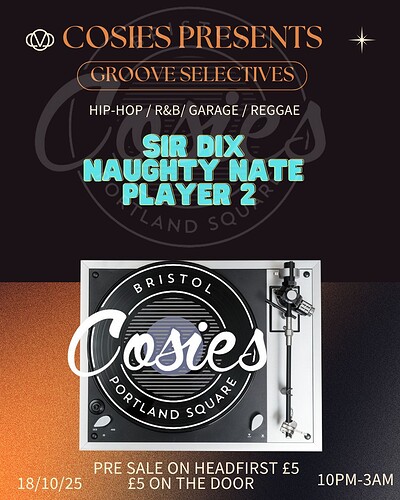 COSIES GROOVE SELECTIVES at Cosies