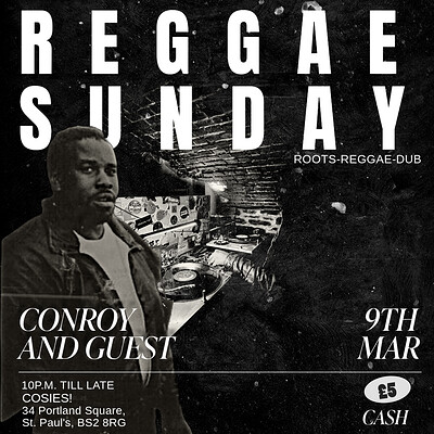 Reggae Sunday Conroy meets Bristol Reggae Society at Cosies