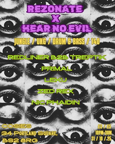 REZONATE X HEAR NO EVIL : HALLOWEEN CLASH at Cosies