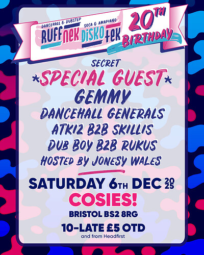 Ruffnek Diskotek 20th Birthday at Cosies