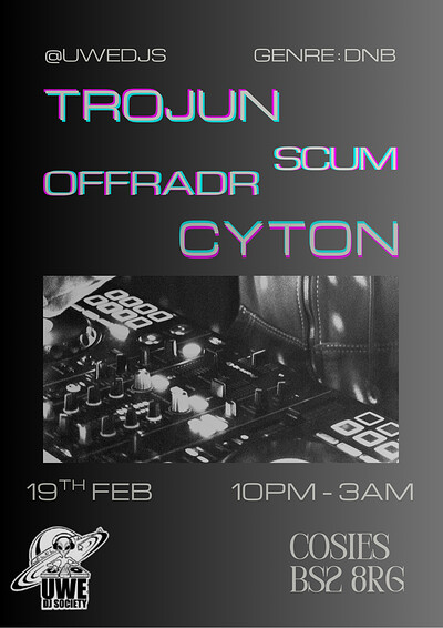 UWE DJ SOC DNB at Cosies