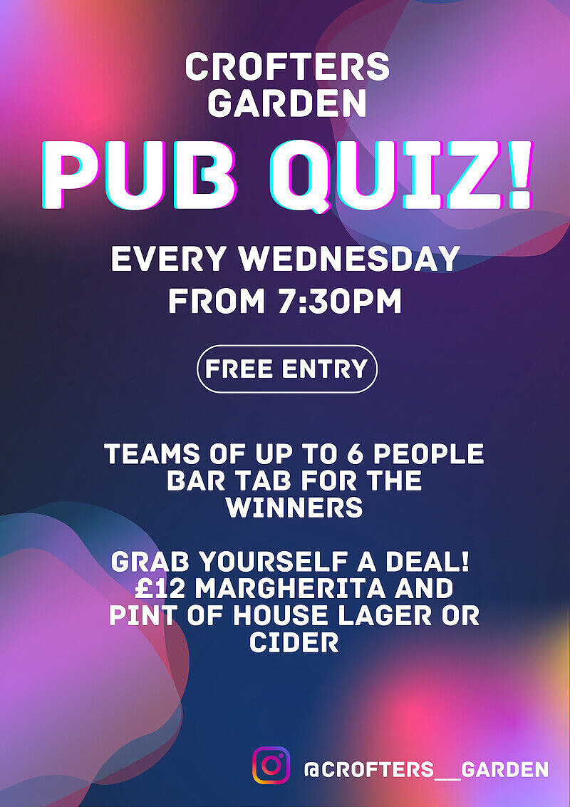 Crofters Garden Pub Quiz at Crofters Garden