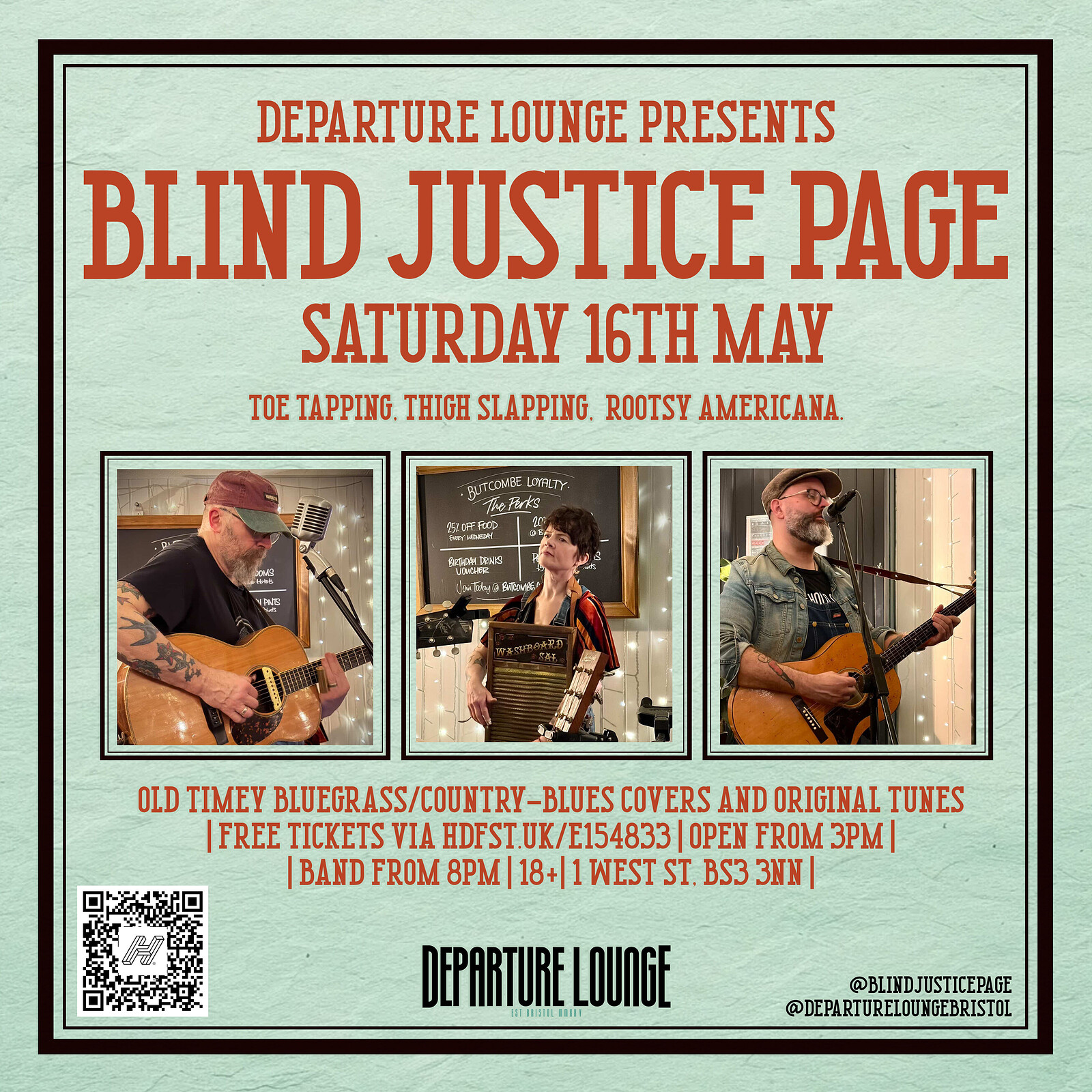 Blind Justice Page at Departure Lounge