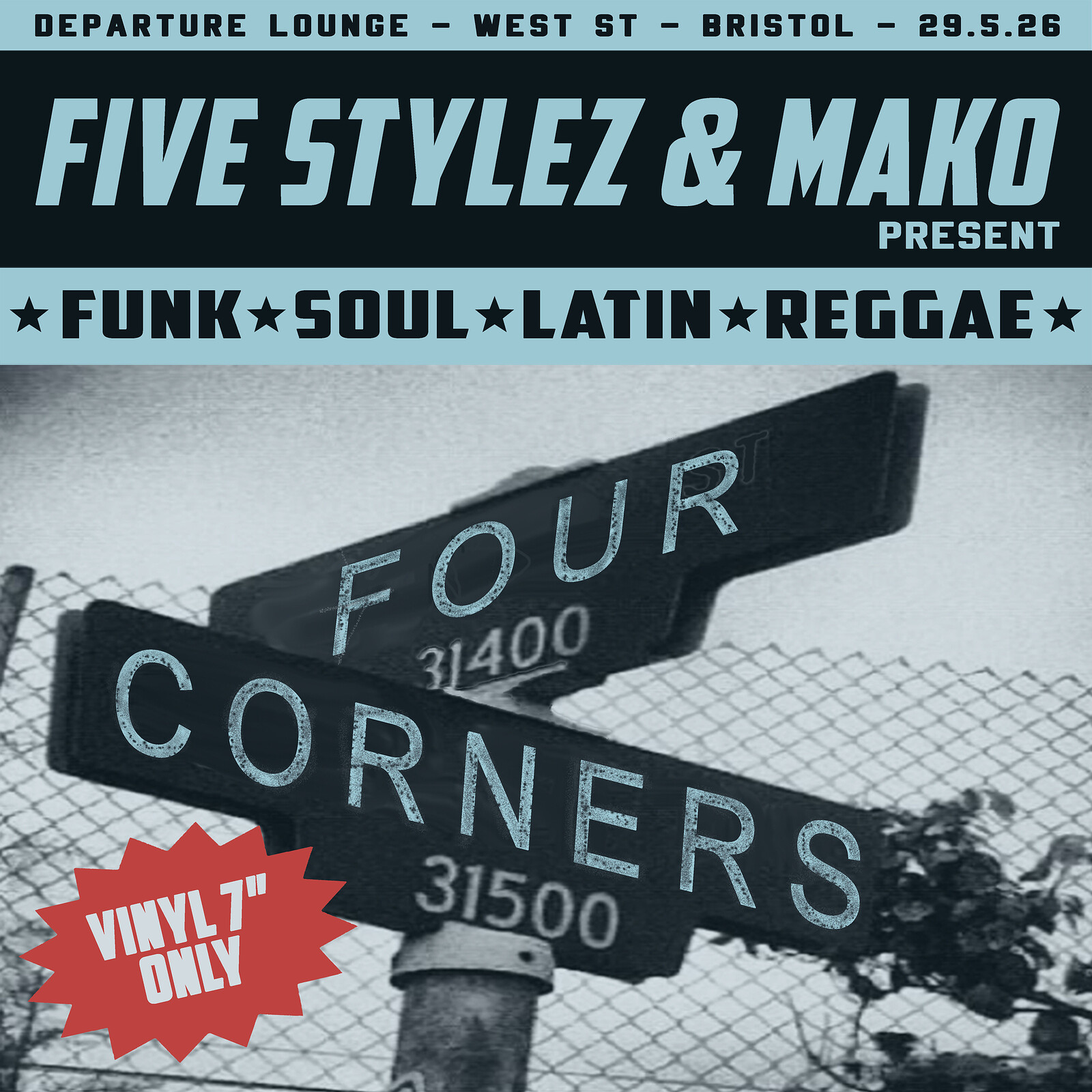 FOUR CORNERS:  Funk, Soul, Latin & Reggae on 45 at Departure Lounge