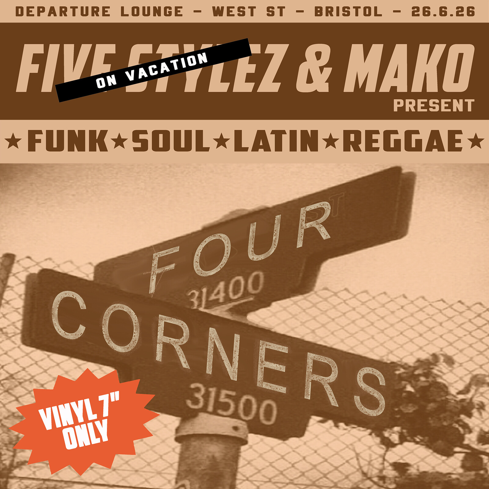 FOUR CORNERS: Funk, Soul & Reggae on 45 at Departure lounge