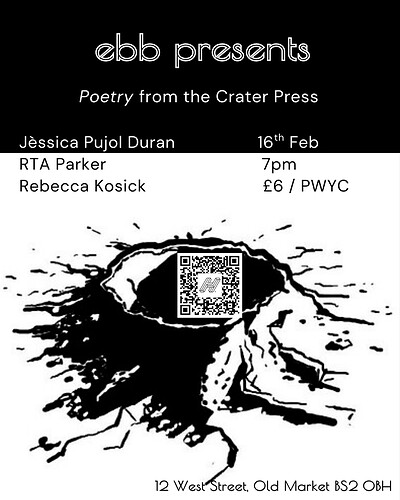 Poetry from Crater Press: Jèssica Pujol, RTA Parker & Rebecca Kosick at East Bristol Books