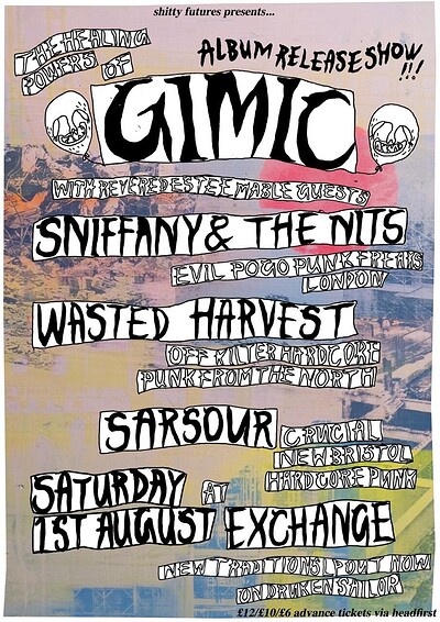 GIMIC album launch with Sniffany & the Nits, Wasted Harvest & Sarsour at Exchange
