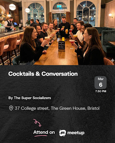 Cocktails & Conversation at Green house college green BS1 5SP