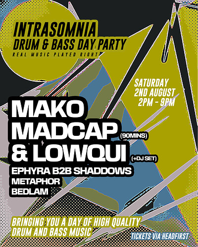 INTRASOMNIA DRUM & BASS DAY PARTY at Green Works