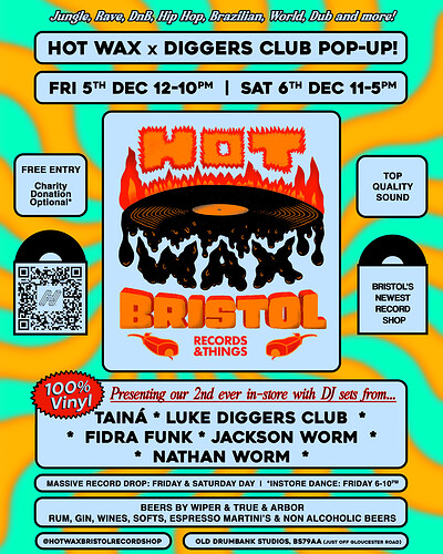 Hot Wax In-store DJ Sets & Diggers Club Records Pop Up Weekend at Hot Wax Record Shop @ The Old Drumbank Studios