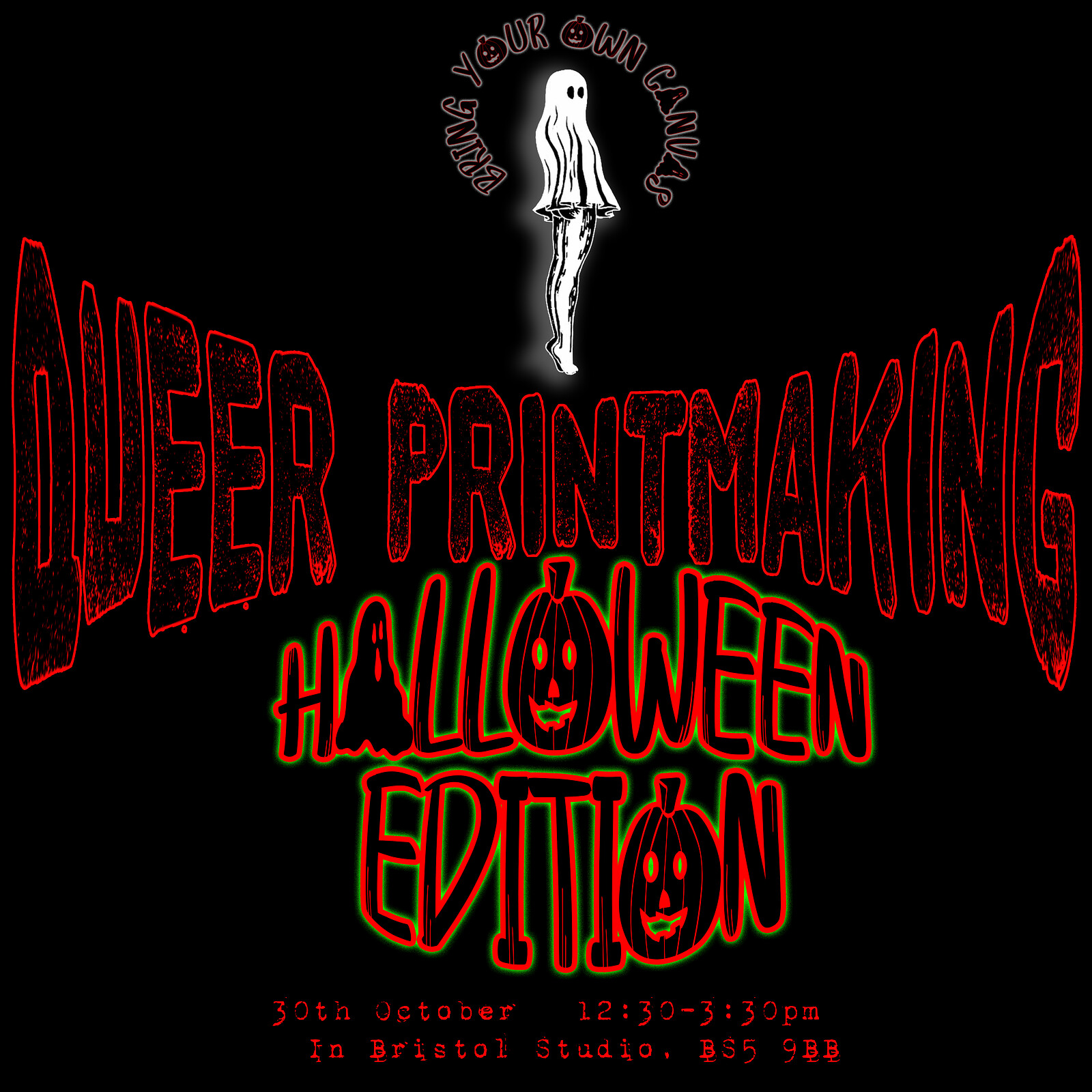 Queer Printmaking: Halloween workshop at In Bristol Studio, Great Western Lane, BS5 9BB