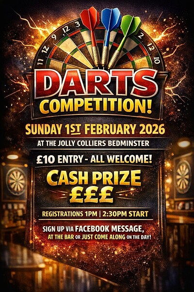 Darts Competition - Cash Prize at Jolly Colliers
