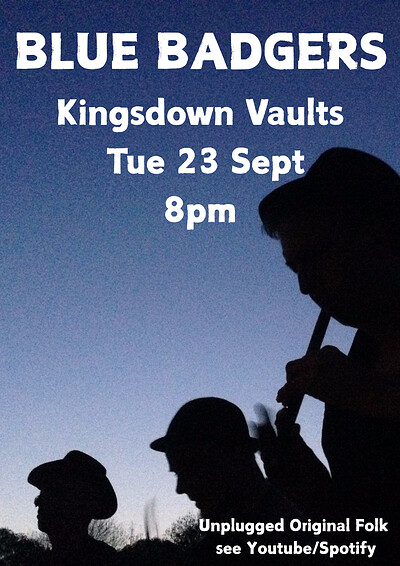 Blue Badgers unplugged ly original folk at Kingsdown Vaults