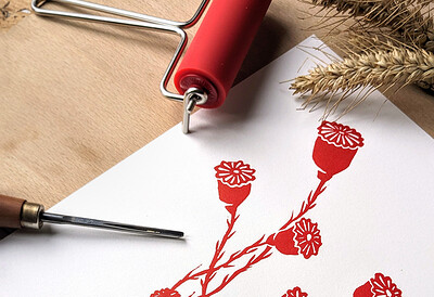 Botanical linocut printmaking at L'Étoile Studio