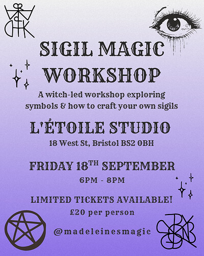 Sigil Magic Workshop - Madeleine's Magic at L'Étoile Studio