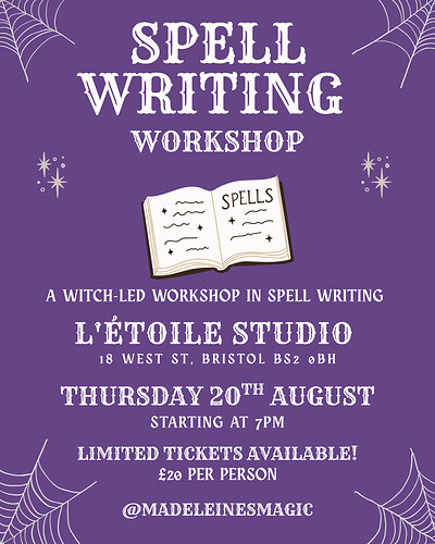 Spell Writing Workshop - Madeleine's Magic at L'Étoile Studio