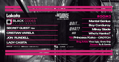 Black Codes: Special Guest, Cristian Varela & more at Lakota