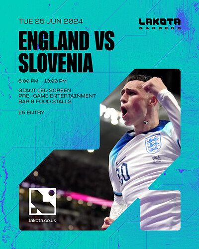 LAKOTA GARDENS: ENGLAND VS SLOVENIA SCREENING at Lakota