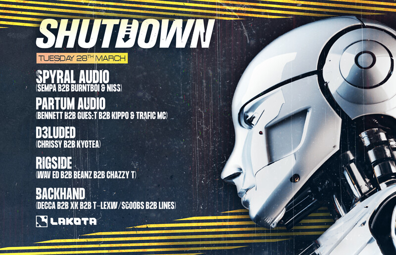 Shutdown: Rigside, Partum Audio, Backhand, Spyral at Lakota