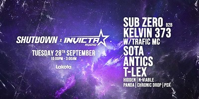 Shutdown x Invicta Audio: Sub Zero b2b Kelvin 373, at Lakota