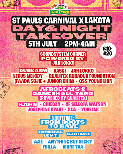 St Pauls Carnival x Lakota: Day & Night Takeover at Lakota