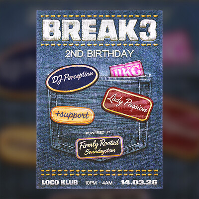 Break3 2nd Birthday: Dj Perception, Lady Passion and support at Loco Klub