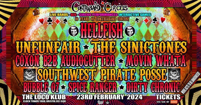 Contraband Circus HELLFISH - The Sinictones at Loco Klub