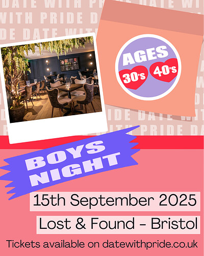 Boys Night - LGBTQ+ Speed Dating Bristol - 15th September at Lost & Found