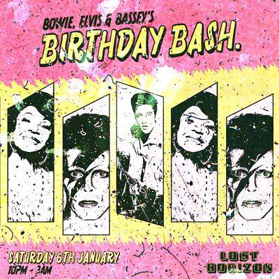 Bowie, Elvis & Bassey's Birthday Bash at Lost Horizon