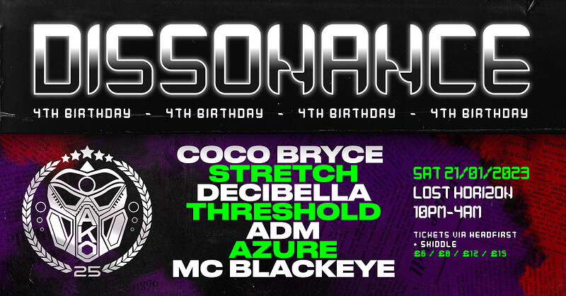 Dissonance 4th Birthday x 25 Years of AKO at Lost Horizon