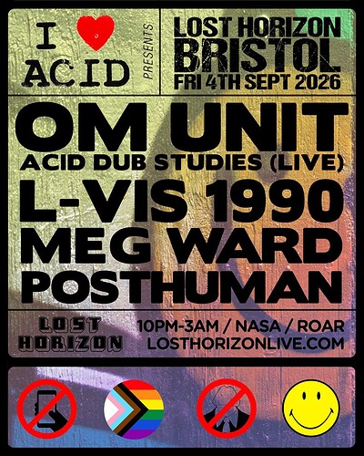 I LOVE ACID OM UNIT ACID DUB STUDIES / L-VIS 1990/MEG WARD/POSTHUMAN at Lost Horizon
