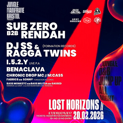SUB ZERO, RENDAH, DJ SS, RAGGATWINS | JUNGLE | DnB | JUMP UP IN BRISTOL at Lost Horizon