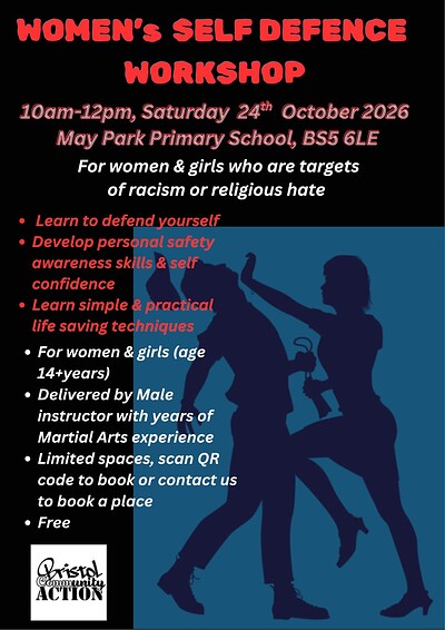 Self-defence workshop for women from racialised communities at May Park Primary School, BS5 6LE