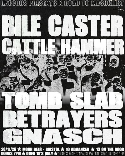 Bile Caster, Cattle Hammer, Tomb Slab, Betrayers & Gnasch at Moor Beer Co