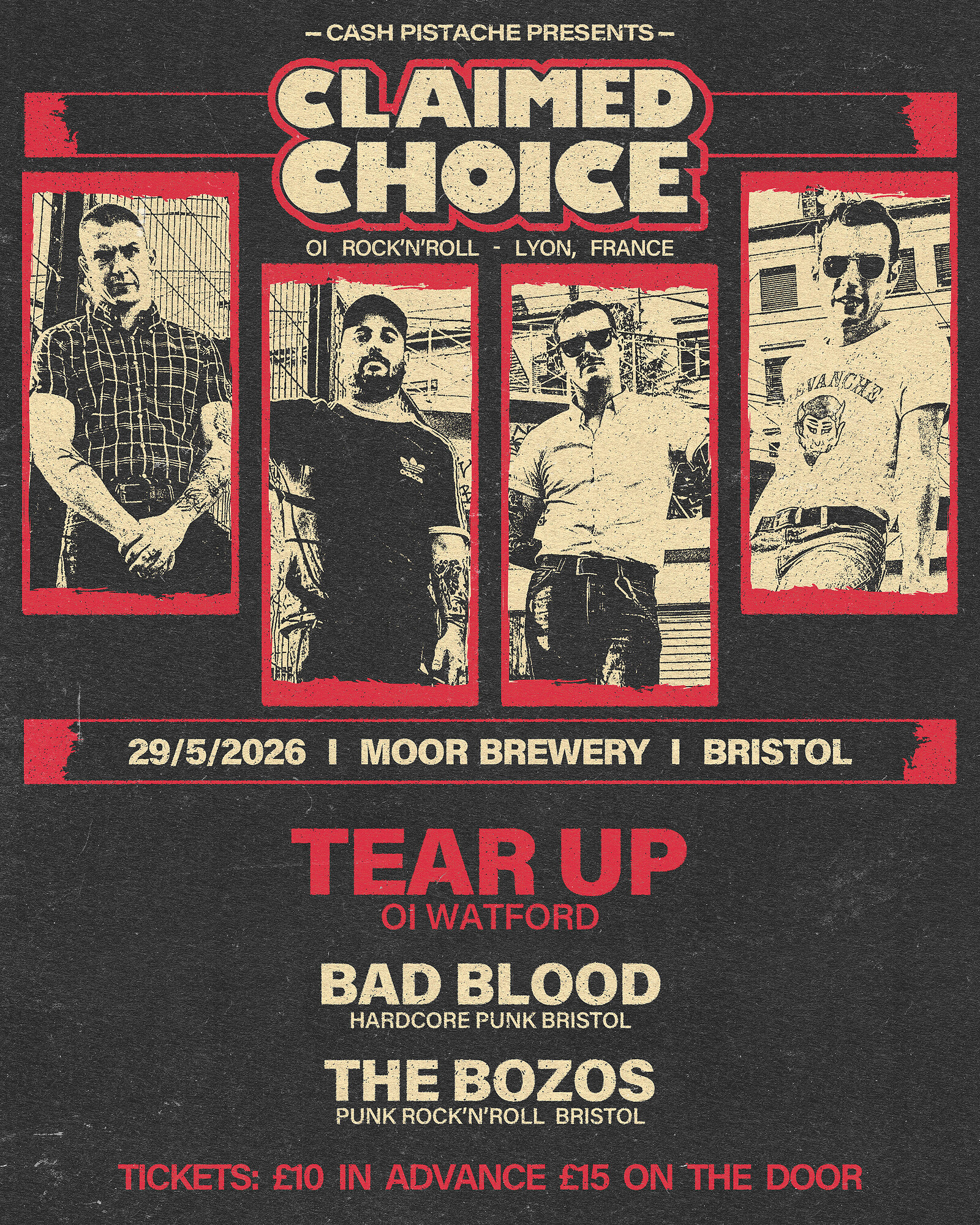 CLAIMED CHOICE + TEAR UP + BAD BLOOD + BOZOS at Moor Beer Co