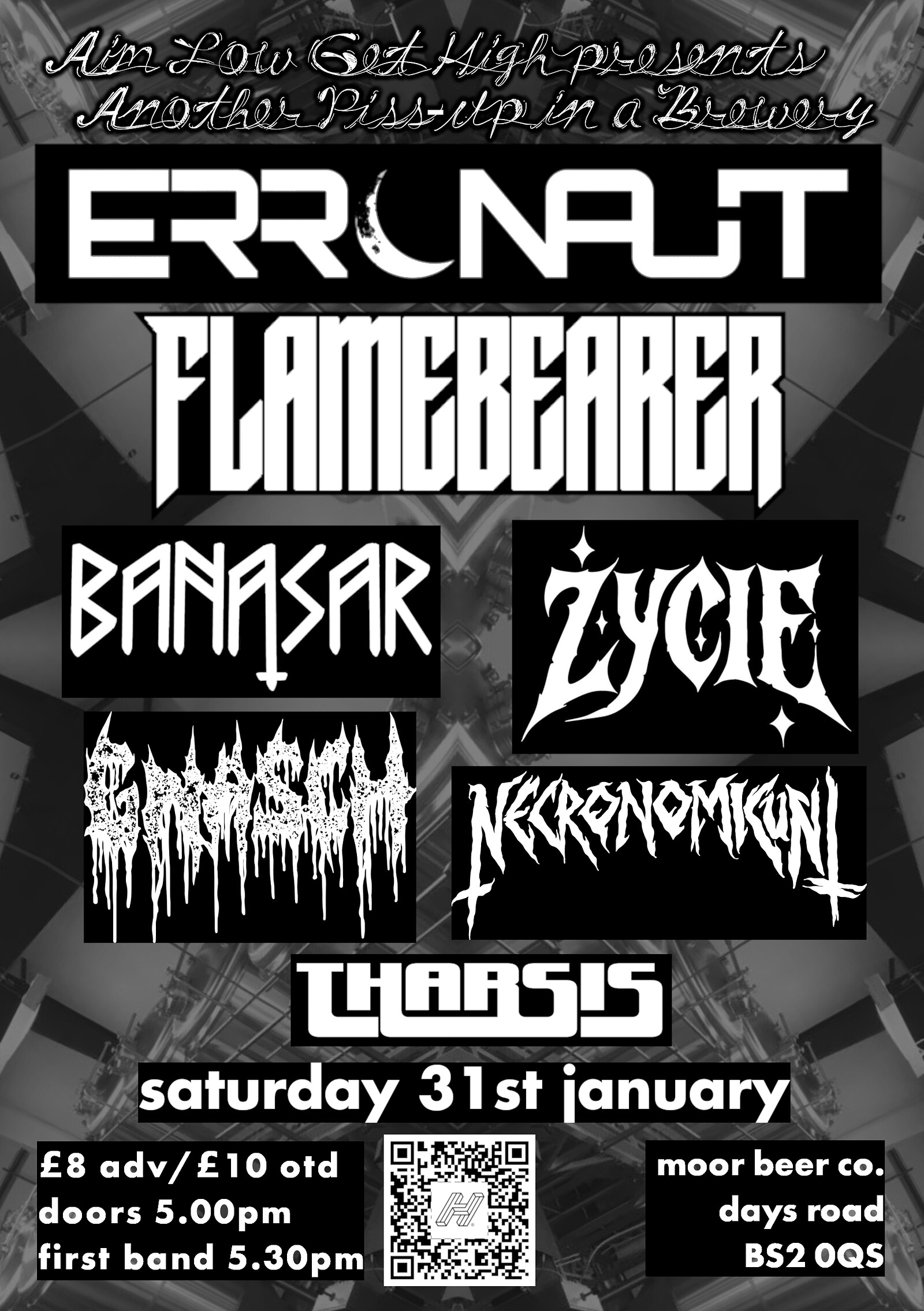 ERRONAUT / FLAMEBEARER / BANASAR / ZYCIE / GNASCH / NECRONOMICUNT / THARSIS at Moor Beer Co