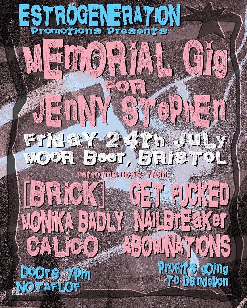 ESTROGENERATION MEMORIAL GIG FOR JENNY at Moor Beer Co