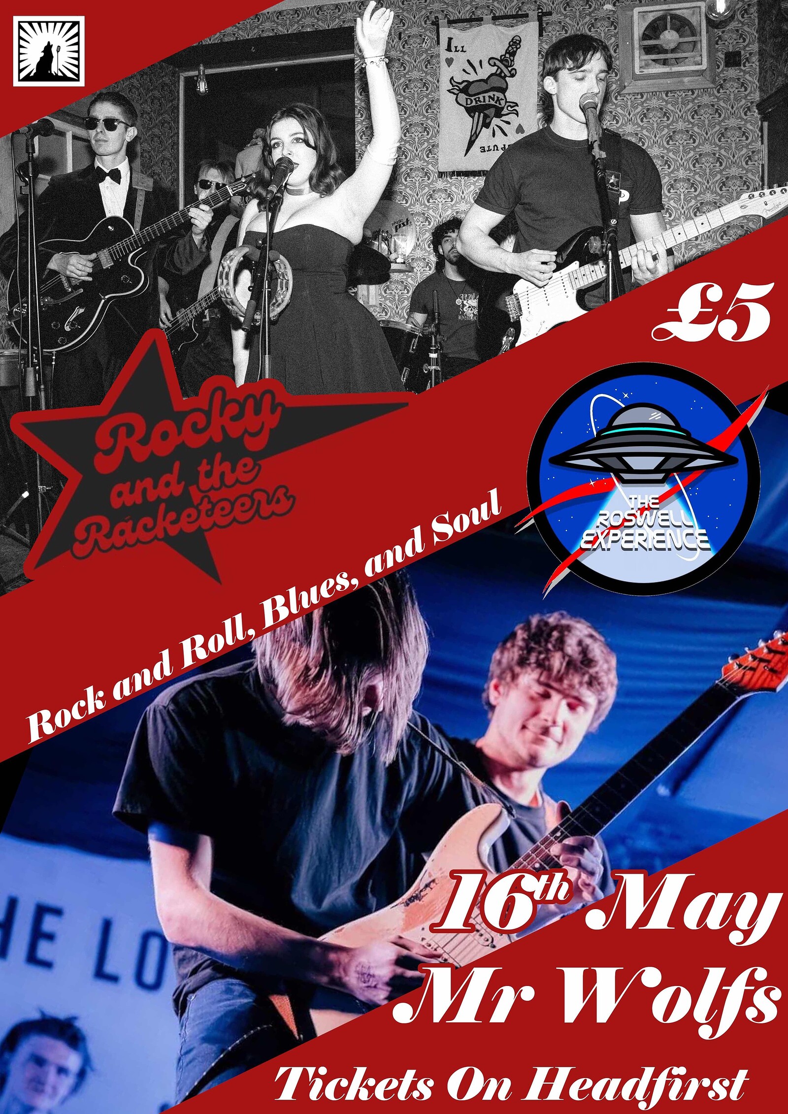 Rock'n'Roll with Rocky & The Racketeers and The Roswell Exerience at Mr Wolfs
