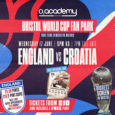 World Cup Fan Park Bristol - England vs Croatia at O2 Academy
