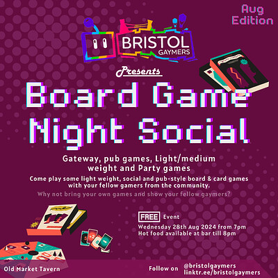 Board Game Night Social - Aug 2024 at Old Market Tavern