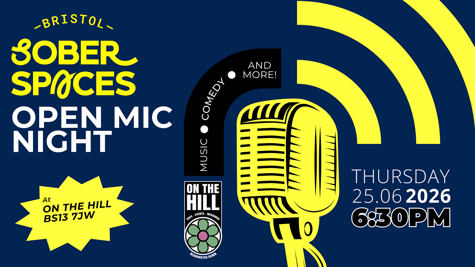 Bristol Sober Spaces Open Mic Night at On The Hill