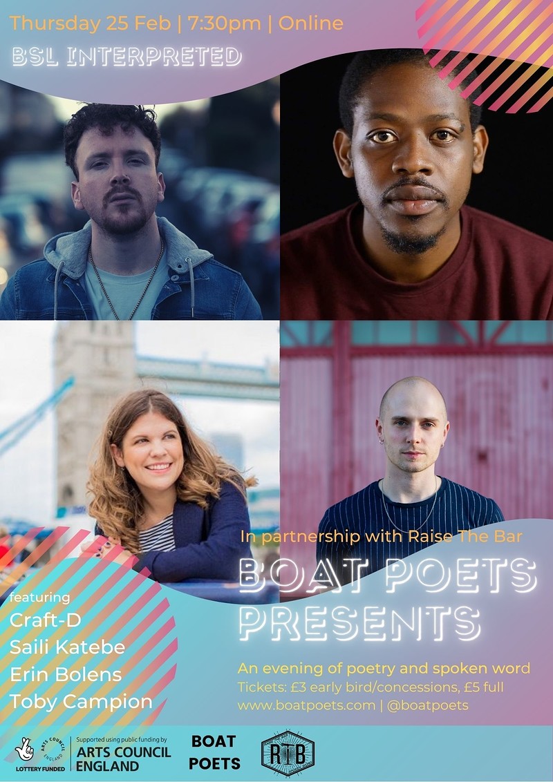 BOAT POETS PRESENTS - with Raise The Bar at Online
