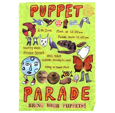 PUPPET PARADE ✹ BRISTOL EXPERIMENTAL PUPPET FESTIVAL ✹ at Outside Arnolfini Cafe