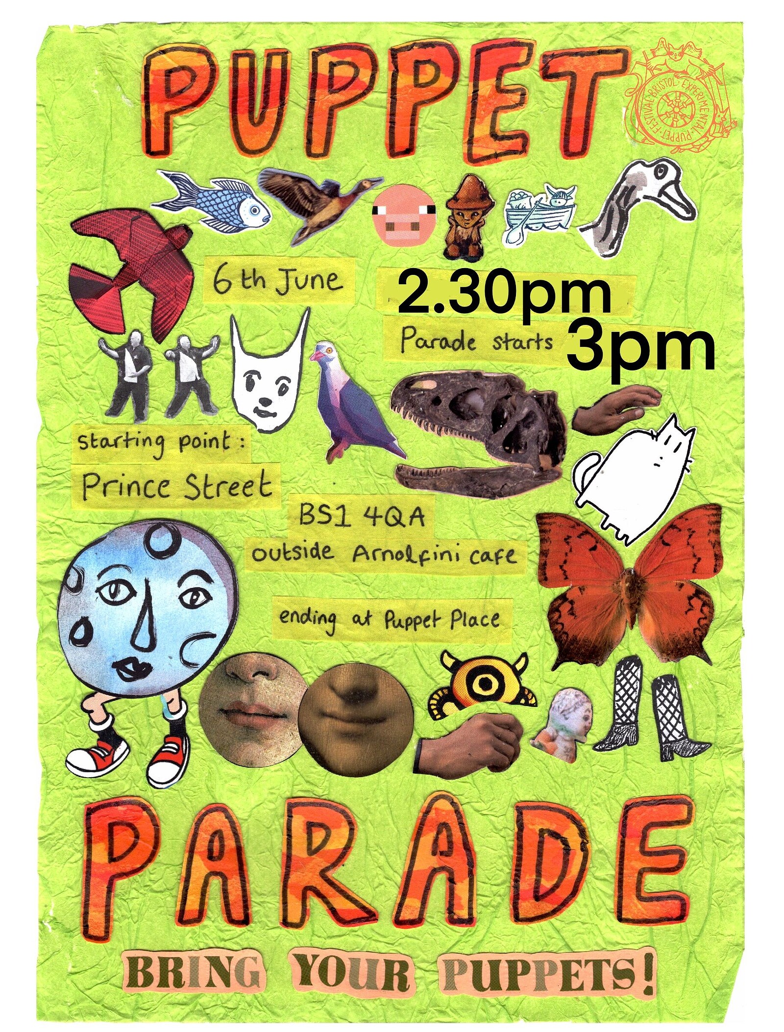 PUPPET PARADE ✹ BRISTOL EXPERIMENTAL PUPPET FESTIVAL ✹ at Outside Arnolfini Cafe