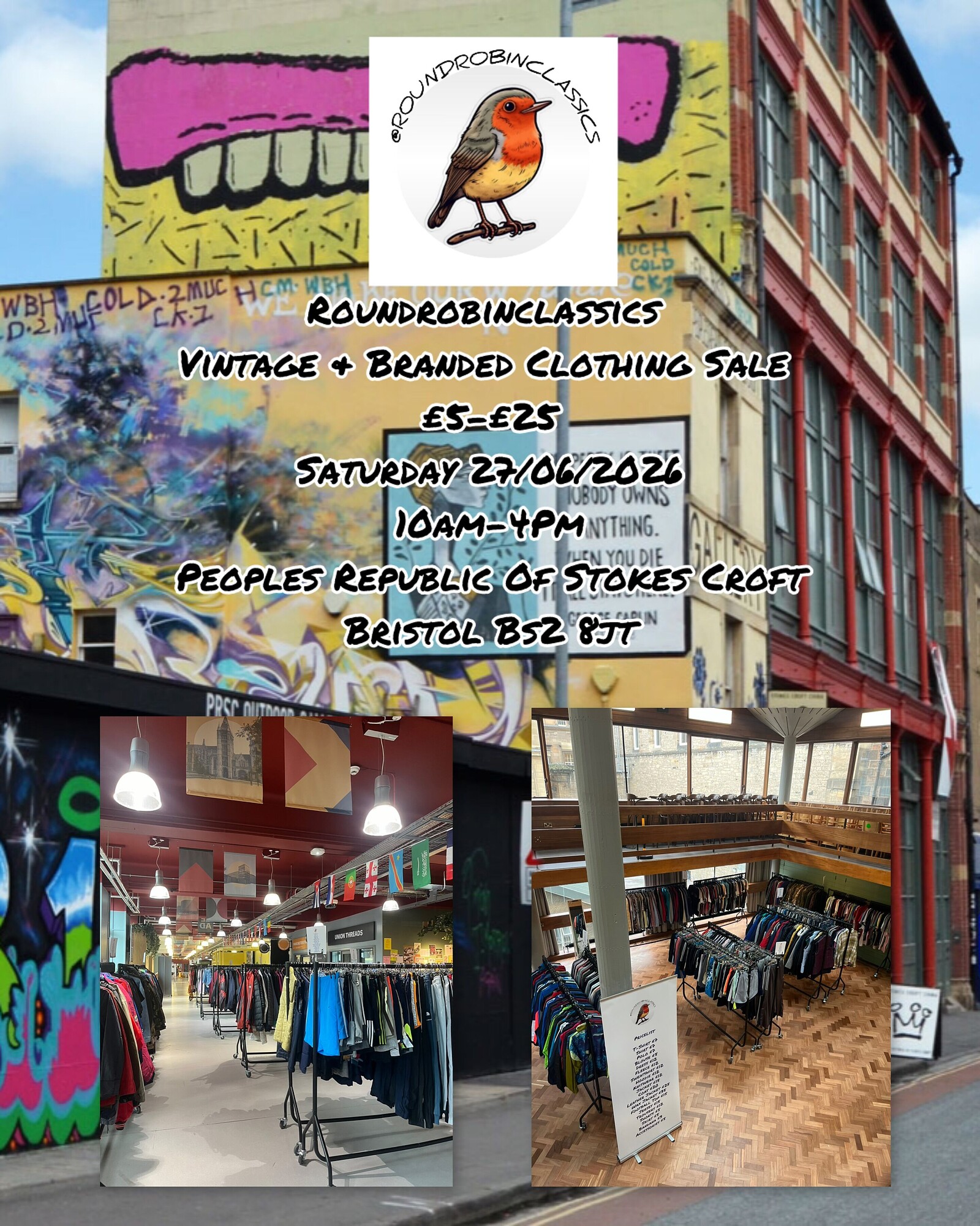 Roundrobinclassics Vintage & Branded Clothing Sale at Peoples republic of Stokes Croft