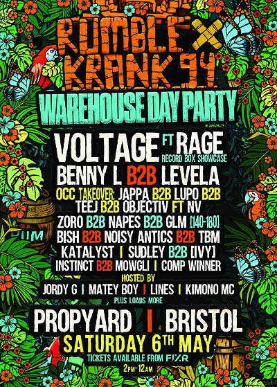 Rumble In The Jungle x Krank94 Warehouse Day party at Propyard